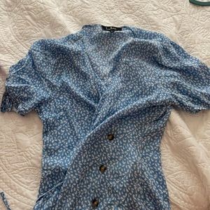 Lulu’s light blue and white button up dress